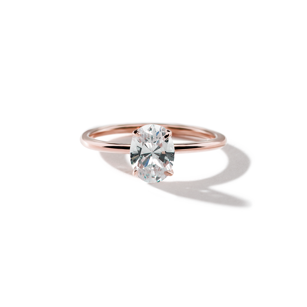 18K Rose Gold Prong Oval Diamond Engagement Ring