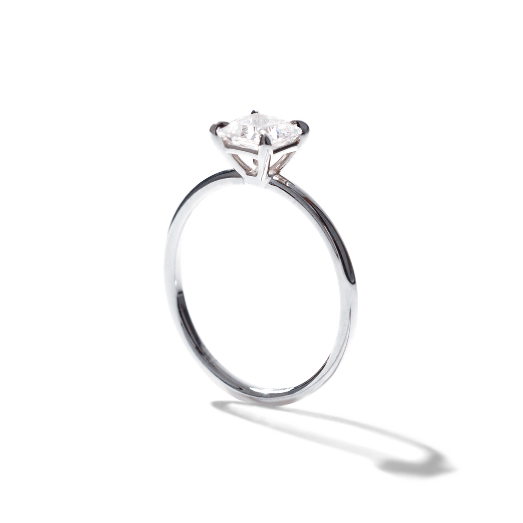 18K White Gold Platinum Princess Engagement Ring