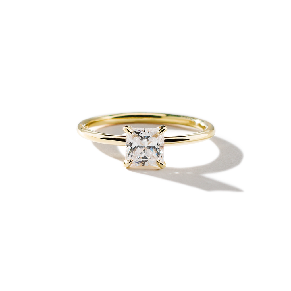 18K Yellow Gold Princess Engagement Ring